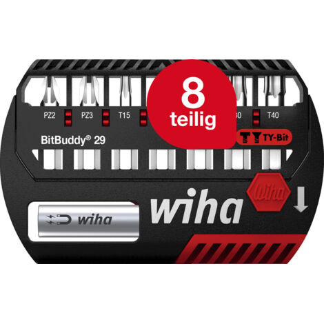 Wiha Bit Set BitBuddy 8-tlg. I TY-Bit 29 mm I Pozidriv, TORX 1/4" C6,3 I magnetischer Bithalter I Impact- und Schlagschraubergeeignet (42139)