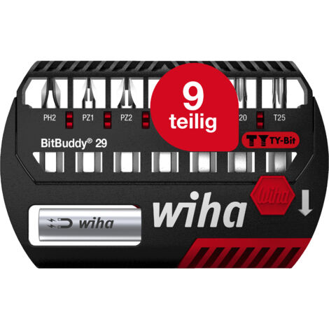 Wiha Bit Set BitBuddy I TY-Bit 29 mm I PH, PZ, TORX® 8-tlg. 1/4" C6,3 I magnetischer Bithalter I Impact- und Schlagschraubergeeignet (42138)