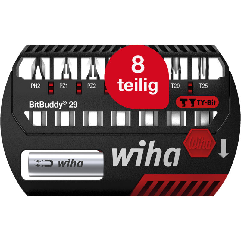 Bit Set BitBuddy 8-tlg. i TY-Bit 29 mm 1/4' C6,3 i ph,pz,torx i Zubehör für Schraubanwendungen i Impact- und Schlagschraubergeeignet (42137) - Wiha