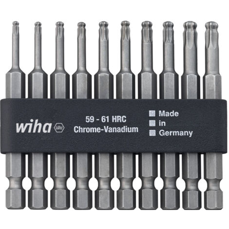 Wiha Bit Set Professional 70 mm TORX® Kugelkopf 10-tlg. 1/4" in Bitleiste (32804)