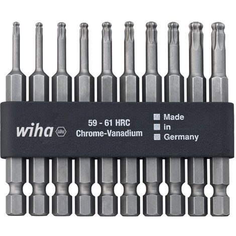 Wiha Bit Set Professional 70 mm TORX® testa sferica 1/4" 10 pz. nella barra dei bit (32804)