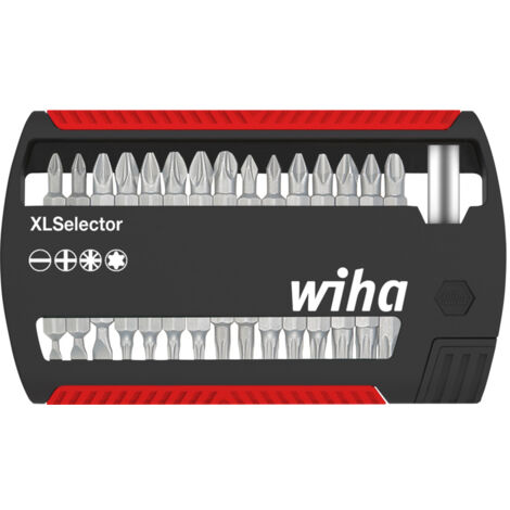 Wiha Bit Set XLSelector Sicherheitsbits Standard 25 mm gemischt 31-tlg. 1/4", Tri-Wing/Spanner/Innensechskant mit Bohrung/Torq-Set/Torx mit Loch/Innenvierkant