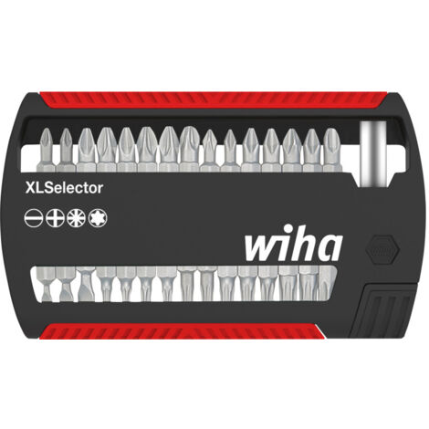 Wiha Bit Set XLSelector Sicherheitsbits Standard 25 mm gemischt 31-tlg. 1/4", Tri-Wing/Spanner/Innensechskant mit Bohrung/Torq-Set/Torx mit Loch/Innenvierkant