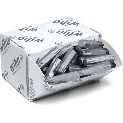 Wiha Boites d'embouts Standard 25 mm TORX® (T40) 50 pcs 1/4" C6,3 en assortiment (08070)