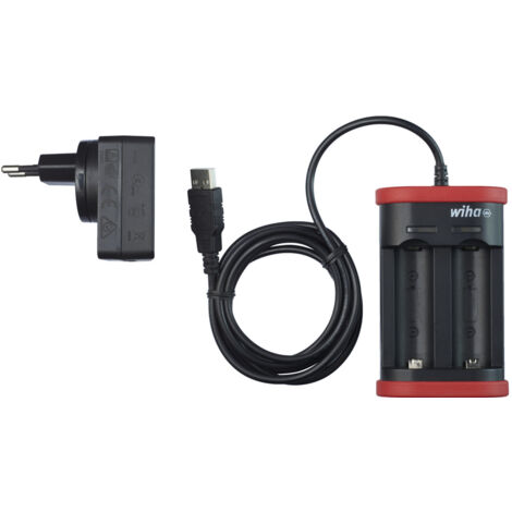Wiha Caricabatterie per batterie di tipo 18500 ioni di litio con connettore USB e spina Euro (41915)