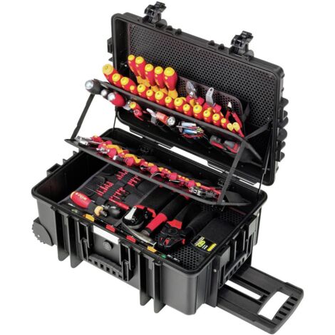 Wiha – Coffret multi-outils 115 pièces – Mallette en polypropylène avec vérins à gaz – Outils isolés VDE jusqu'à 10 000 V AC