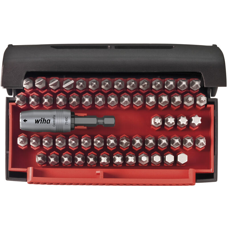 Jeu d'embouts Collector Standard 25 mm mélangé 61 pièces 1/4' C6,3 i en coffret i jeu d'embouts avec porte-embout i porte-embout à changement rapide,