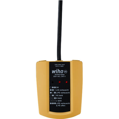 Wiha Comprobador de tomas de corriente 230 V CA, CAT II (45220)