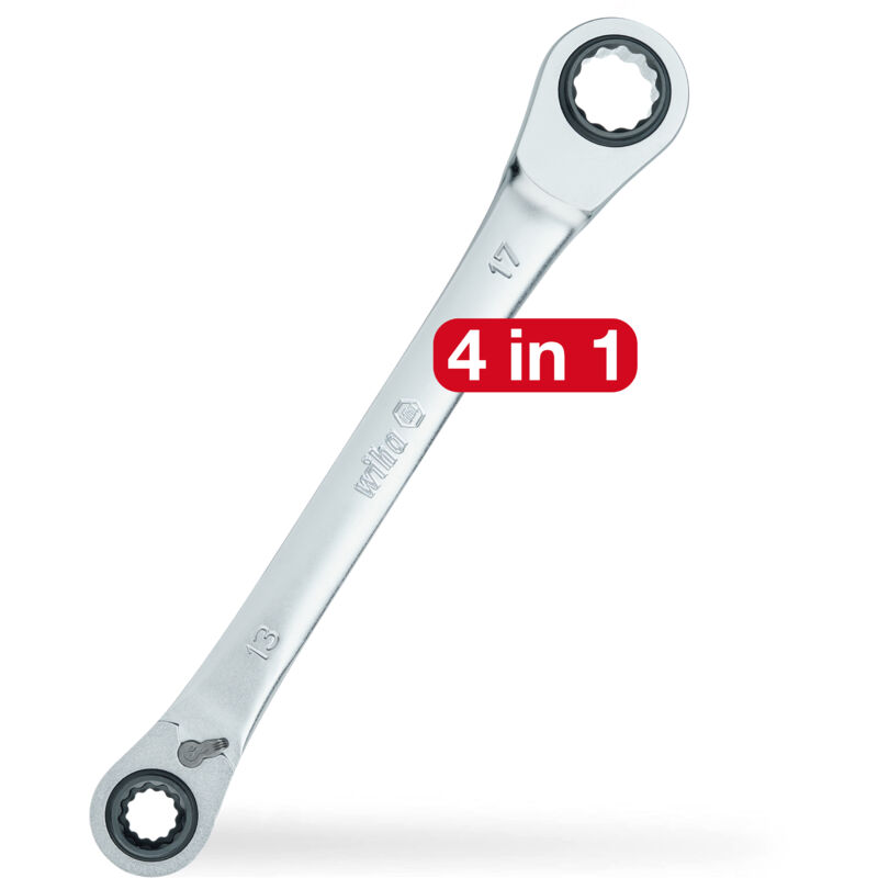 Doppelring-ratschenschlüssel 4 In 1 I Umschaltbar I Sw 10 13 17 19 Mm I Mit 72 Zähnen I Multiratsche (45421) - Wiha