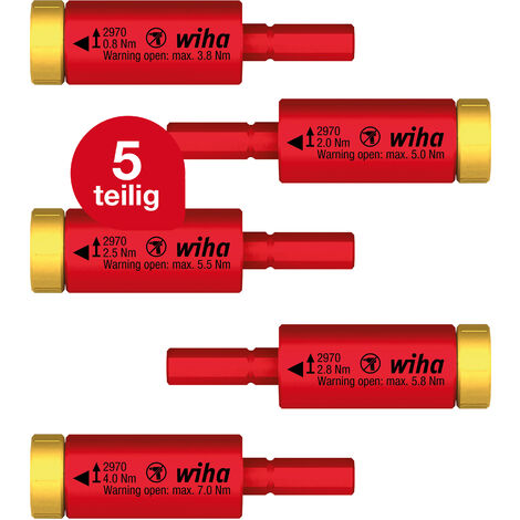 Wiha Drehmoment Set easyTorque Adapter electric für slimBits und slimVario Halter 5-teilig I Drehmoment-Adapter I 0,8-4,0 Nm I VDE geprüft (41479)