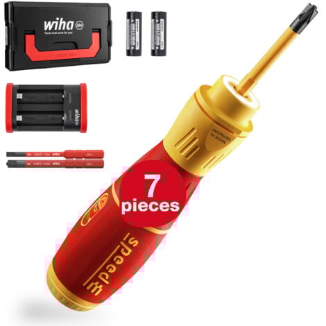 TOOLLAND Wiha electrical screwdriver speedE® II electric (44318) 7 pcs. (slimBits, batteries, USB charger cable, L-Boxx mini)torque 0.4 nm + 1nm LED light