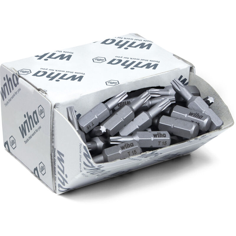 Wiha - Boites d'embouts Standard 25 mm torx® (T15) 50 pcs 1/4' C6,3 en assortiment (08066)