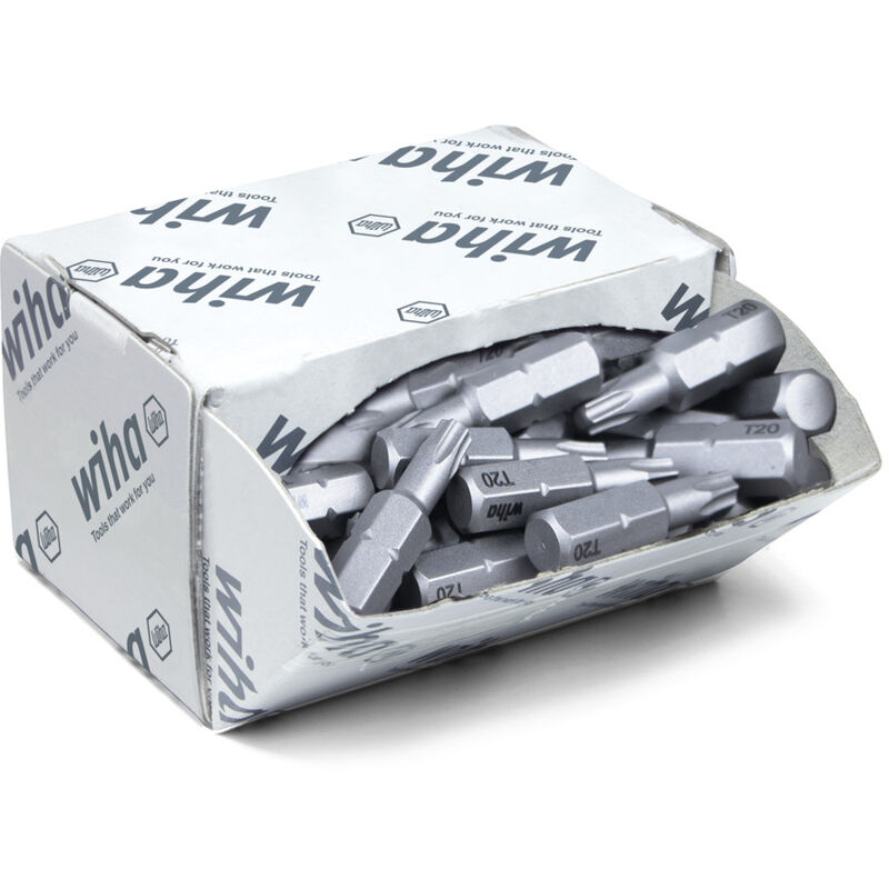 Wiha - Boites d'embouts Standard 25 mm torx® (T20) 50 pcs 1/4' C6,3 en assortiment (08067)