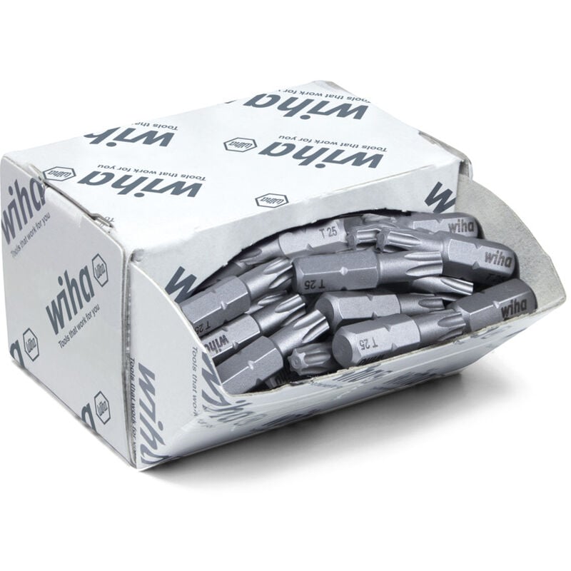 Wiha - Boites d'embouts Standard 25 mm torx® (T25) 50 pcs 1/4' C6,3 en assortiment (08068)