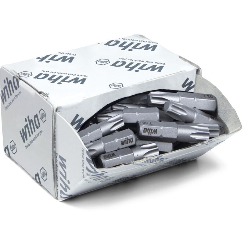 Wiha Boites d'embouts Standard 25 mm TORX® (T30) 50 pcs 1/4" C6,3 en assortiment (08069)