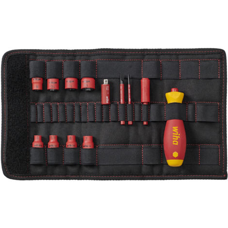 Wiha Giravite e inserto per chiave a tubo 1/4" set slimVario® electric assortiti 13 pz. in borsa pieghevole (43467)