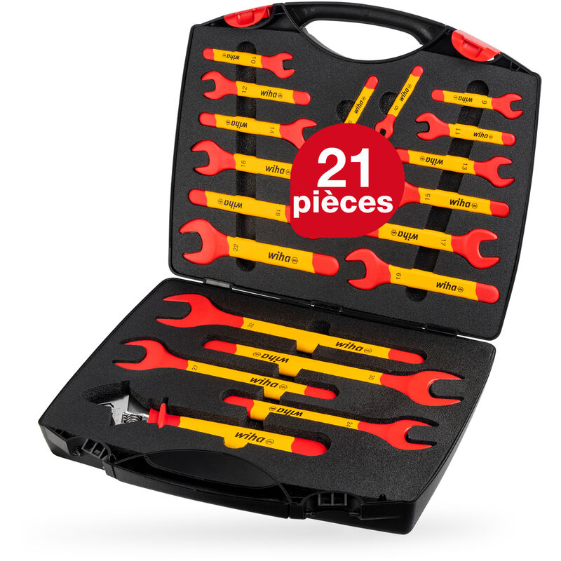 Wiha - Jeu de clés à fourche simple isolées 6 - 32 mm 21 pcs y compris un coffret (43022)