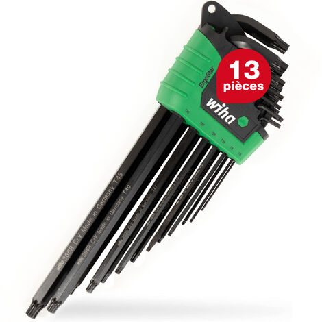 Wiha Jeu de clés mâles en étui ErgoStar (43848), clés angulaires TORX® MagicSpring® lot de 13, oxydé noir
