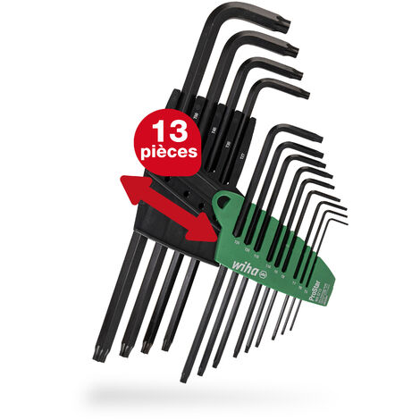 Wiha Jeu de clés mâles en étui ProStar (24852), lot de 13  Jeu de clés Torx angulaires  Clés Torx T5+T6+T7+T8+T9+T10+T15+T20+T25+T27+T30+T40+T50