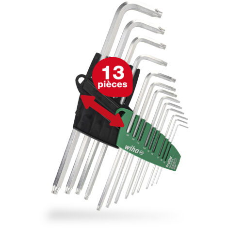 Wiha Jeu de clés mâles en étui ProStar (39104), lot de 13  Jeu de clés Torx angulaires  Clés TORX T5+T6+T7+T8+T9+T10+T15+T20+T25+T27+T30+T40+T45