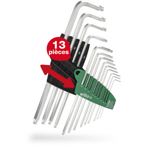 Wiha Jeu de clés mâles en étui ProStar (39105), lot de 13 Jeu de clés Torx angulaires Clés TORX T5+T6+T7+T8+T9+T10+T15+T20+T25+T27+T30+T40+T45
