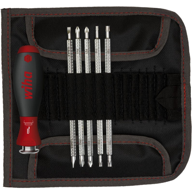 Jeu de tournevis avec lames interchangeables system 6 Jeu de 7 pcs y compris une trousse pliable (32298) - Wiha
