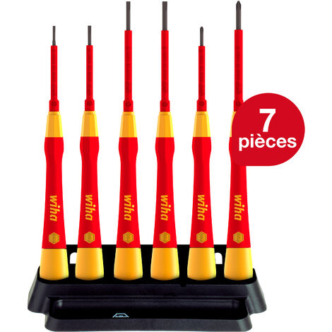 Wiha Jeu de tournevis de précision PicoFinish® electric Fente, Phillips 7 pcs y compris étui (42989)