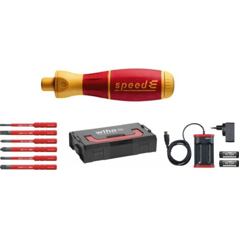 Wiha – Jeu de tournevis électronique 10 pièces – Couple 04 Nm – Autonomie 800 vissages – Isolation jusqu'à 1000 V AC – LED intégrée