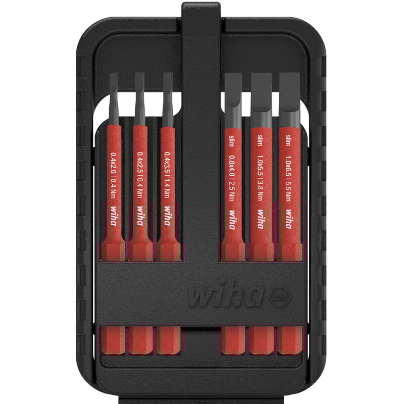 Wiha - Jeu d'embouts slim electric Boite de 6 embouts slimBit Fente (43152)