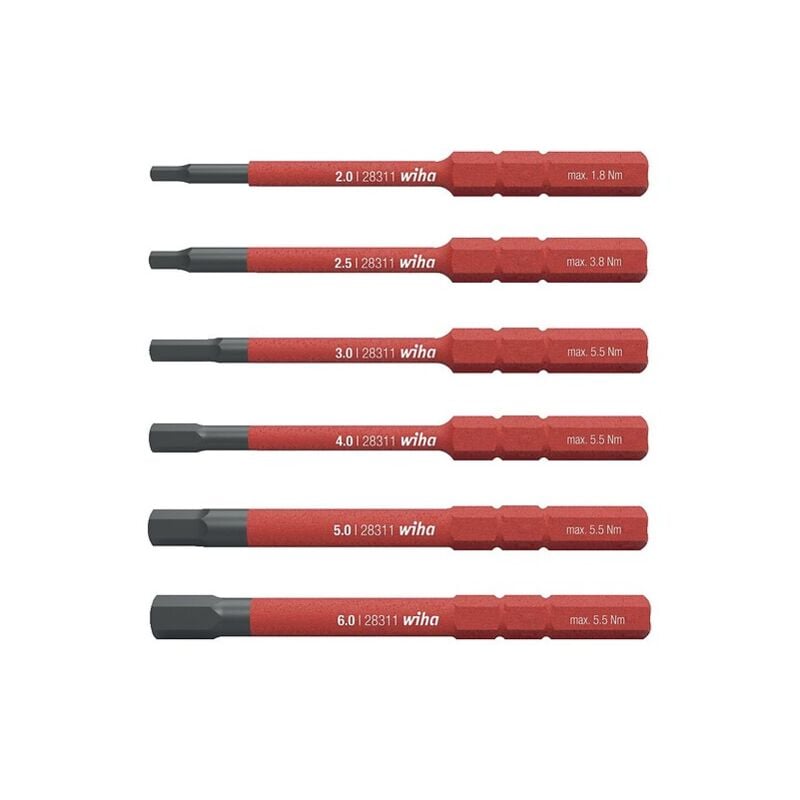 Wiha - Boite de 6 embouts slim six pans, isolés 1000V 2 - 2,5 - 3 - 4 - 5 - 6