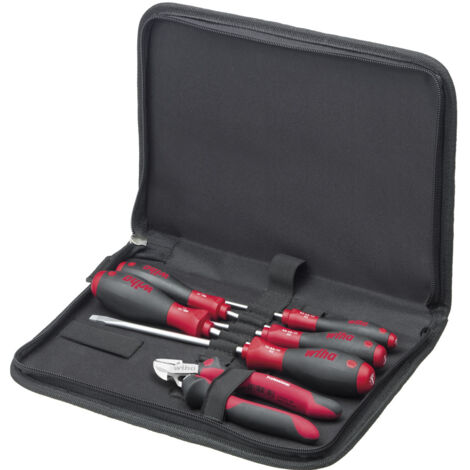 Wiha Jeu d'outils de mécanicien Tournevis, pince coupante diagonale, 7 pcs y compris classeur à outils (33971)