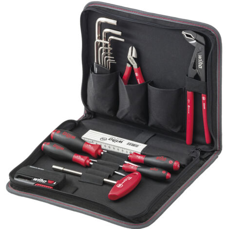 Wiha Jeu d’outils mécanicien mélangé 31 pièces dans une sacoche à outils I Assortiment de base compact avec trousse I robuste et peu encombrant (36388)