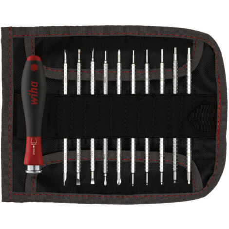 Wiha Juego de destornilladores con varillas intercambiables SYSTEM 4 en surtido de 12 unid incl. bolsa enrollable (00610)