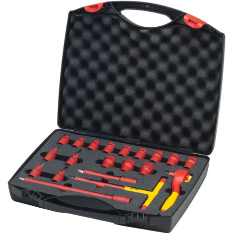 Wiha Juego de llaves de carraca aisladas de 3/8" de 21 unid. incl. caja de herramientas (43023)