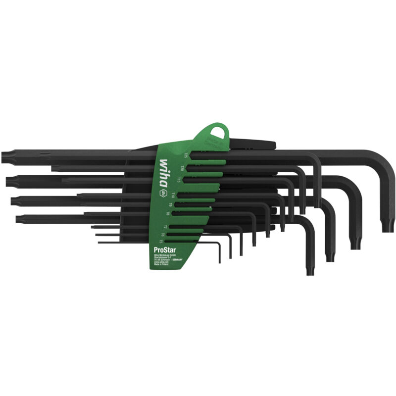 Wiha Juego de llaves Allen en soporte ProStar TORX®, de 13 unid., acabado en oxidación negra en envase de cartón para autoservicio (24852)