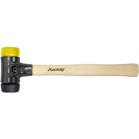 Wiha Martillo de cara blanda Safety de dureza media/semiduro con mango de madera Hickory, cabezal redondo 60, 400 mm (26437)