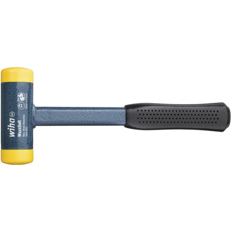 Wiha - Massette sans rebond avec embouts mi-durs avec manche en tube d'acier, embout de massette rond 35, 300 mm (02124)