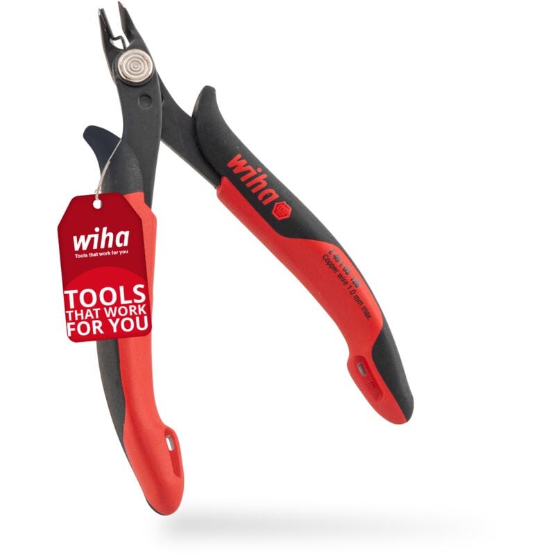 Wiha - Pince coupante diagonale Electronic Tête étroite, pointue et retenue de chute sans flanc 126 mm, 5' (26813)