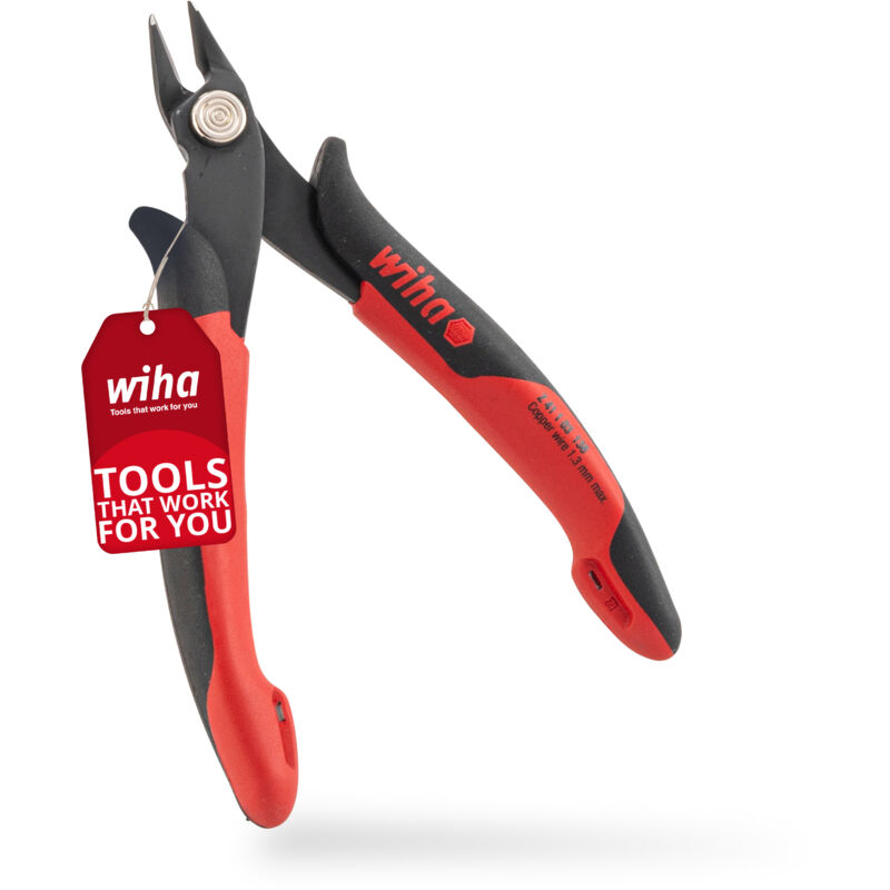 Wiha - Pince coupante diagonale Electronic Tête large, pointue coupe rase 130 mm, 5 1/2' (27391)