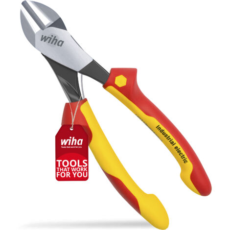 Wiha Pince coupante diagonale grande capacité Industrial electric avec DynamicJoint® avec ressort d’ouverture activable et désactivable 200 mm, 8" (41330)