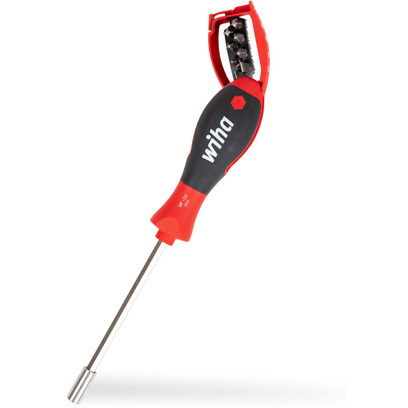 Tournevis porte-embout avec magasin d'embouts Fente, Phillips avec 8 embouts, 1/4' (32903) - Wiha