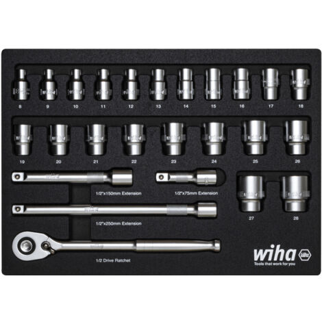 Wiha Ratschenschlüssel Set 1/2"  25-tlg. in Schaumeinlage (44740)