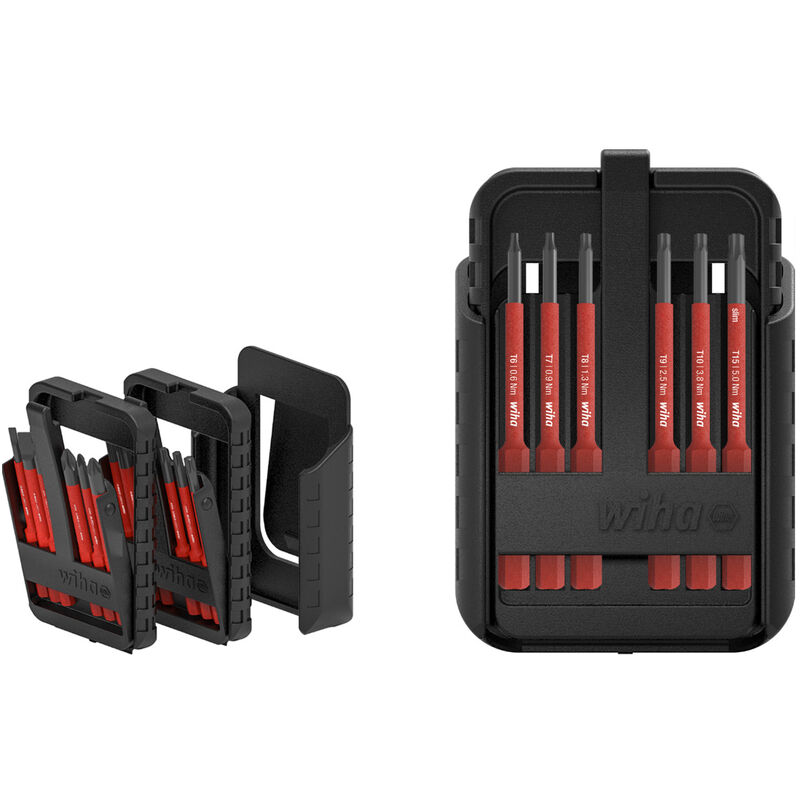 Wiha - Jeu d'embouts slimBit electric torx®, torx plus® 12 pièces i Avec coffrets slimBit et étui de ceinture i Flexible, compact, mobile i Homologué