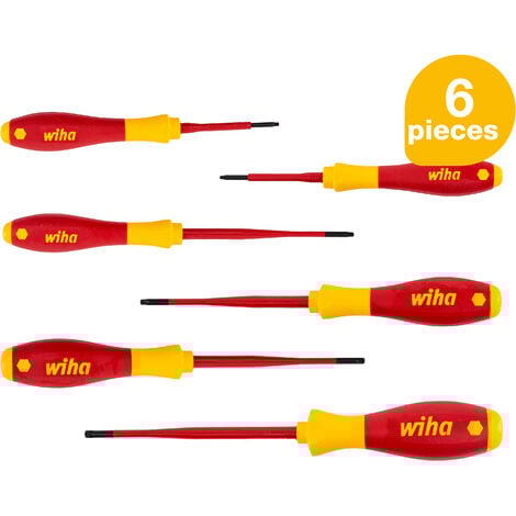 Wiha screwdriver set SoftFinish slimFix (36558), 6 pcs., screwdriver set VDE electrician, insulated 1000v, Torx