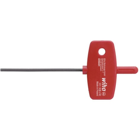 WIHA SECHSKANT-SCHRAUBENDREHER MIT SCHLÜSSELGRIFF 00897 331 3.0X60 ROT FÜR INNENSECHSKANT- -SCHRAUBEN.