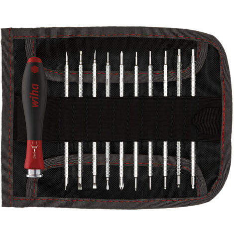 Wiha Set di giravite con lame di ricambio SYSTEM 4 Assortito, 12 pz con borsa avvolgibile (00610)