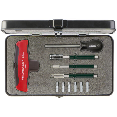 Wiha Set di giravite dinamometrici con impugnatura a T TorqueVario®-S T 5-14 Nm assortiti 12 pz. campo di coppia meccanica a regolazione variabile con custodia (29234)