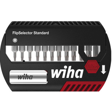 Wiha Set di inserti FlipSelector Standard 25 mm TORX® Tamper Resistant (con foro), 13 pz., 1/4" C6,3 (39037)