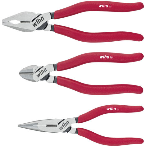 Wiha Set di pinze Classic Pinza universale, pinza a becchi mezzitondi, tronchese, 3 pz. (26850)