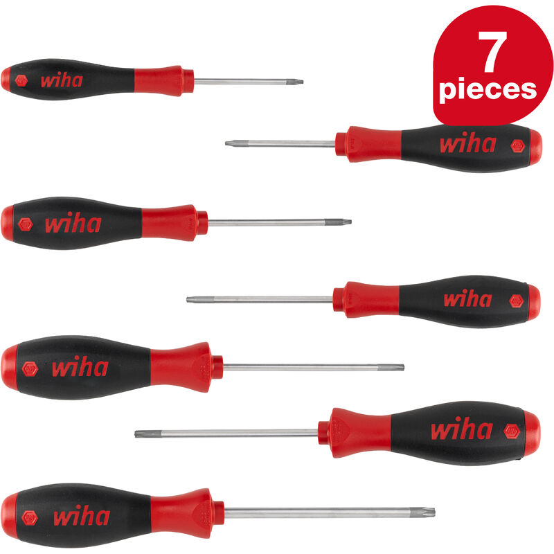 Wiha - screwdriver set SoftFinish® (01299) 7 pcs. i screwdriver set for everyday use, craftspeople, industry i fastening tool torx